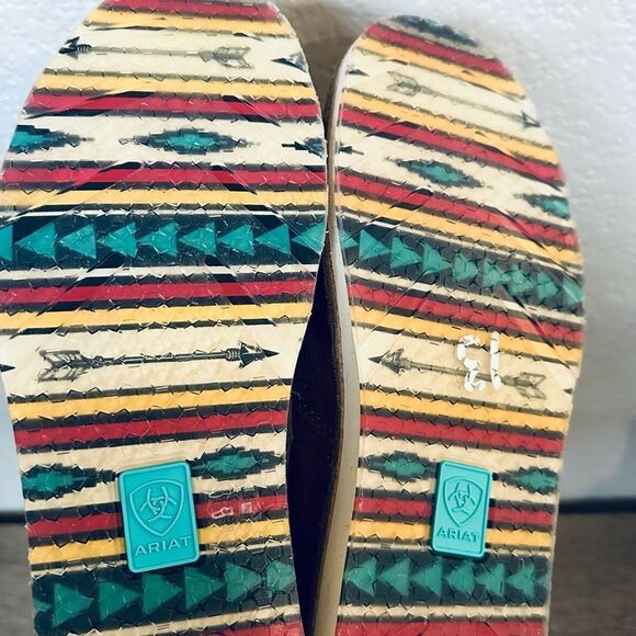 Ariat Aztec Arrow Print Cruisers Brown Leather Slip-On Shoes 9 - Picture 6 of 6